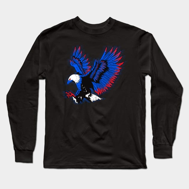 Eagle Red White and Blue Long Sleeve T-Shirt by Joebarondesign